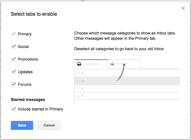 gmail categories settings