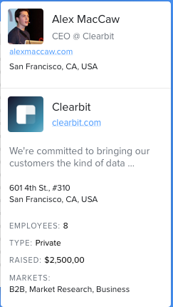 clearbit connect screenshot