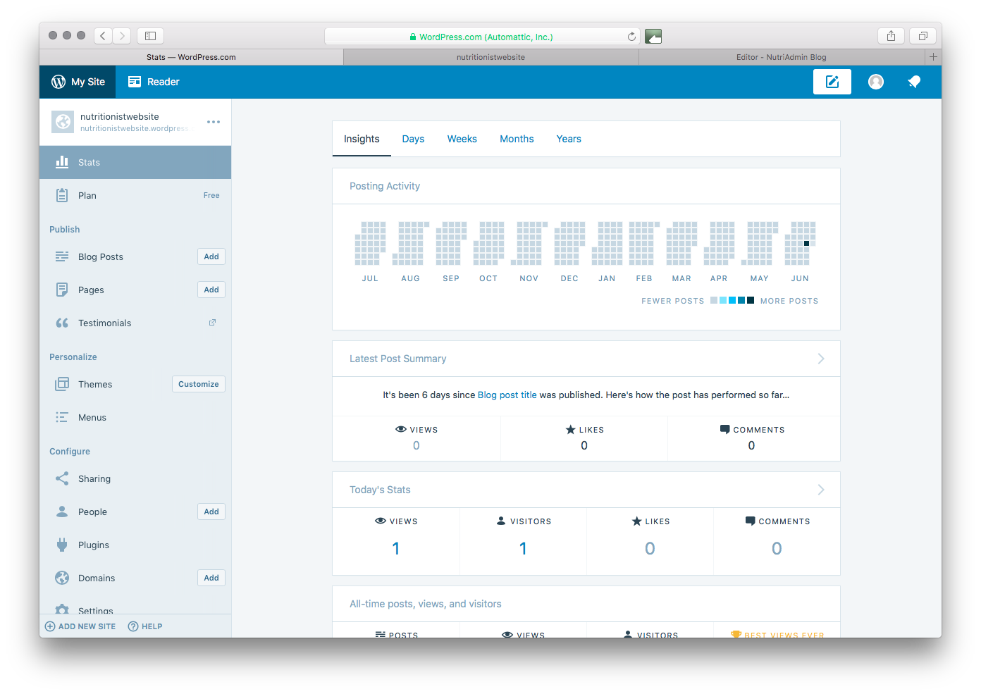 Wordpress analytics for own site