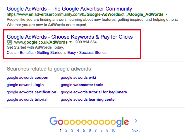 google adwords for nutritional therapists