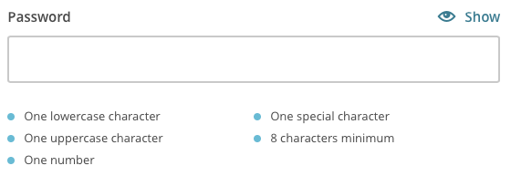 Mailchimp password requirements