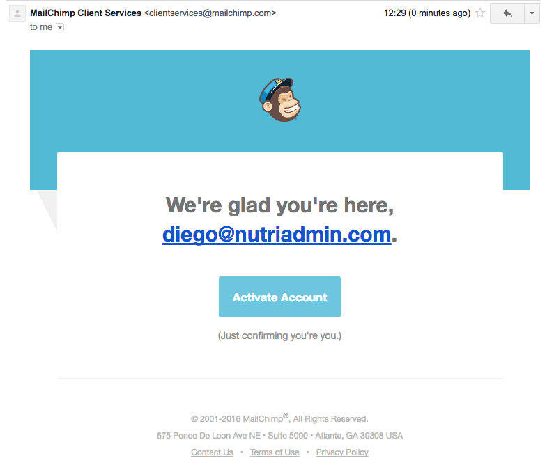 Activating Mailchimp account