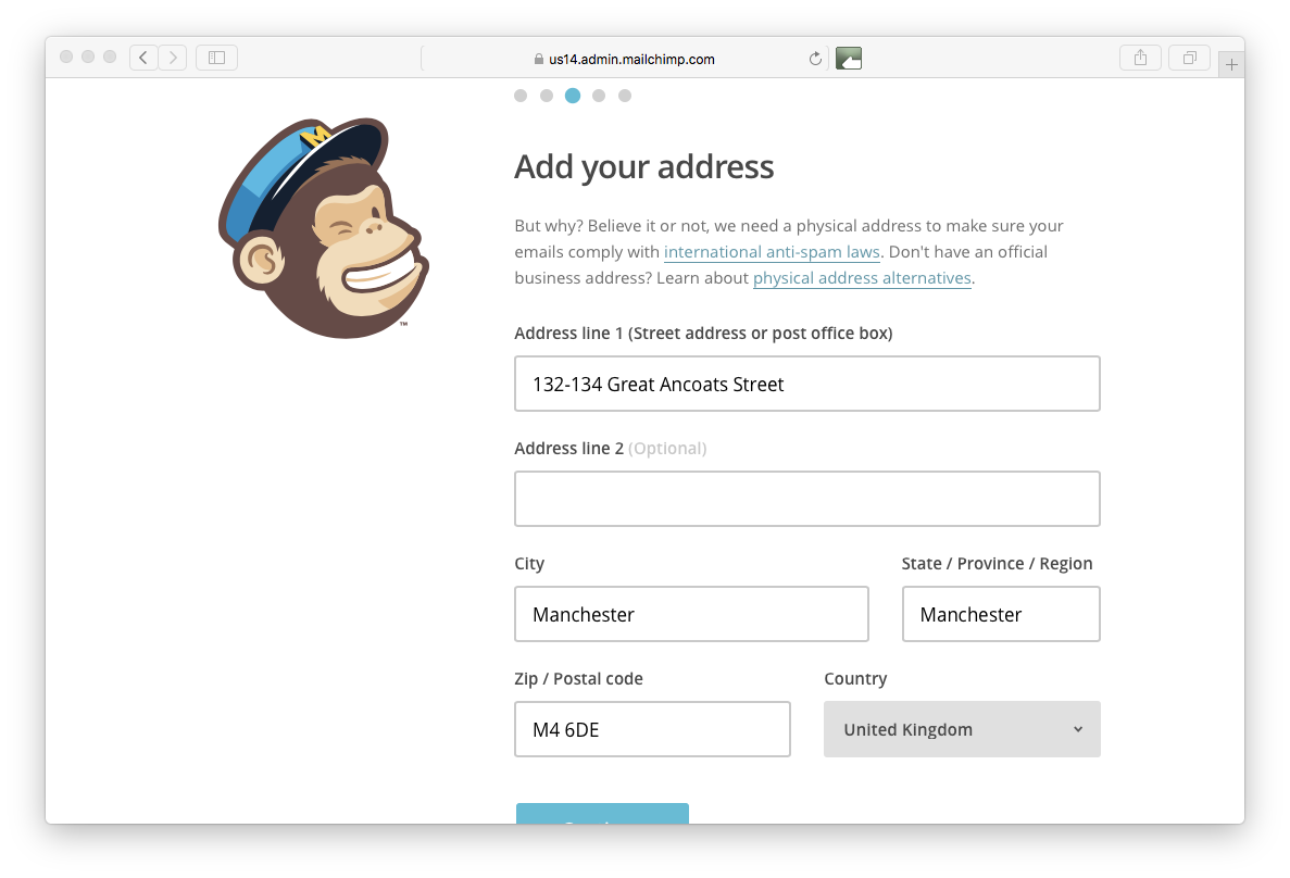 Mailchimp adding address